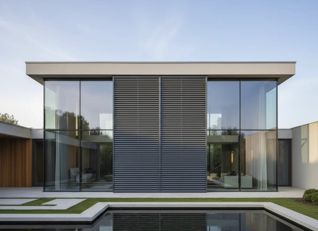 Schiebeladen Aluminium moderne Fassade