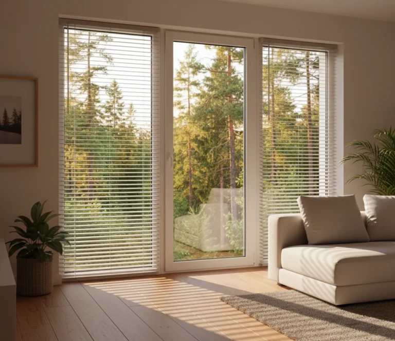 Innenjalousien am Fenster montiert